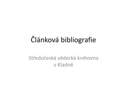 Článková bibliografie - Středočeská vědecká knihovna v Kladně