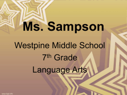 Ms . Sampson - 7th Grade Languages Arts