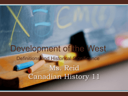 Ms. Reid Canadian History 11