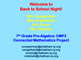 Welcome to Back to School Night! Ms. Stambouly 7th Grade Pre