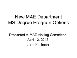 for MAE Department - Mechanical and Aerospace Engineering