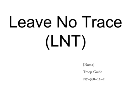 Leave No Trace (LNT) - Best Wood Badge Course