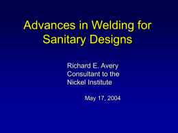 Advances in Welding for Sanitary Designs