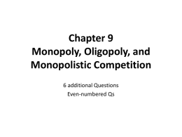 Chapter 10 Monopoly and Other Forms of Imperfect Competition