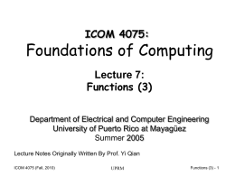 Lecture - Electrical and Computer Engineering @ UPR Mayagüez