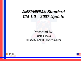 ANSI/NIRMA CM 1.0 Revision