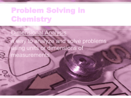 Problem Solving in Chemistry