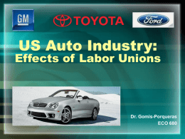 US Auto Industry: Effects of Labor Unions