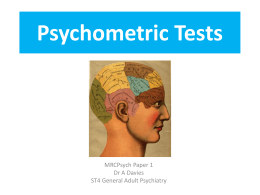 Psychometric Tests - Yorkshire and the Humber Deanery