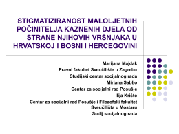 Stigmatiziranost maloljetnih počinitelja kaznenih djela u Hrvatskoj i