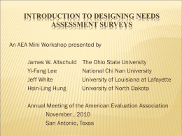 Introduction to Designing Needs Assessment Surveys