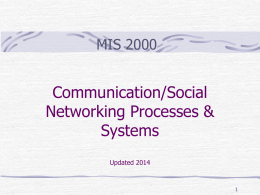Communication/Social Networking Processes and Systems