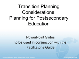 Planning for Postsecondary Education - MAST