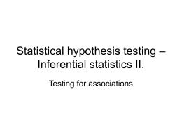 Statistical hypothesis testing – Inferential statistics II.