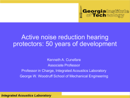 Integrated Acoustics Laboratory - Dr. Kenneth A. Cunefare, Professor