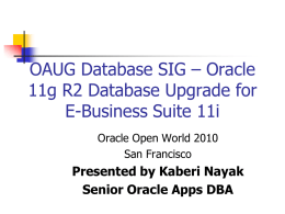 Oracle 11g R2 Database Upgrade for E-Business Suite 11i