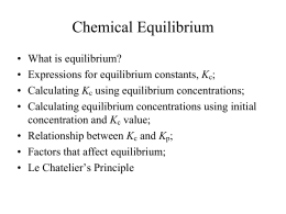 Chapter 13 &ndash; Chemical Equilibrium