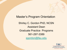 Masters Orientation Information - Spring 2013