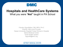 PAs in Health Care Systems - Michigan Academy of Physician