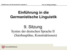 Einführung in die Germanistische Linguistik9 – SyntaxII