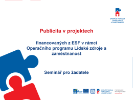 Publicita - Evropský sociální fond v ČR