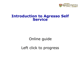 Online-Introduction to Agresso Self Service
