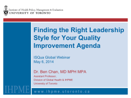 Leadership Styles Dr Ben Chan ISQua 2014