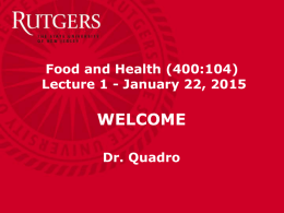 Course Introduction - Department of Food Science