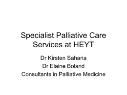 Specialist Palliative Care Services at HEYHT