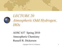 Odd Hydrogen, HOx - Atmospheric and Oceanic Science