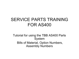 SERVICE PARTS TRAINING FOR AS400