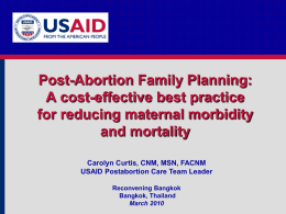 Postabortion Family Planning Why be Involved