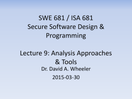 Analysis tools - David A. Wheeler