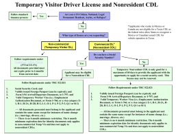 Temporary Visitor Driver License and Nonresident CDL