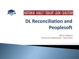 DL Reconciliation and Peoplesoft - National Direct Student Loan