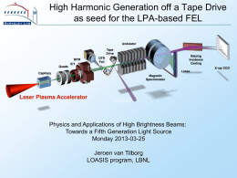 High-harmonic generation off a spooling tape as seed for the laser