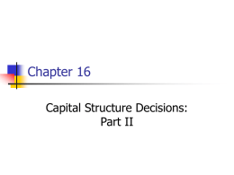 Capital structure advanced issues