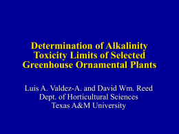 Determination of Alkalinity Toxicity Limits of Selected