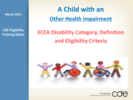 Eligibility of a Child with Other Health Impairment