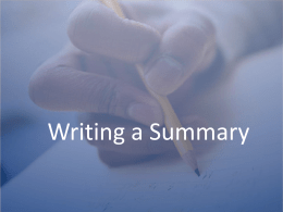 Writing a Summary