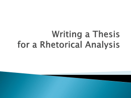 Writing a Thesis for a Rhetorical Analysis