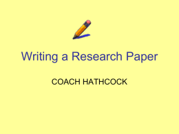 Writing a Research Paper