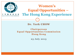 Women`s Equal Opportunities – the Hong Kong Experience