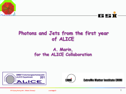 Photons and Jets from the first year of ALICE A. Marin, for the ALICE