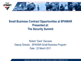 Small Business Contract Opportunities at SPAWAR PowerPoint