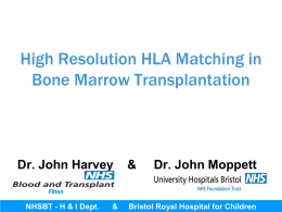 High Resolution HLA Matching in bone marrow transplantation