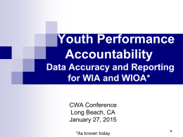 Youth Performance Accountability - California Workforce Association