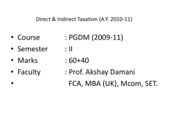 Direct & Indirect Taxation (A.Y. 2010-11)