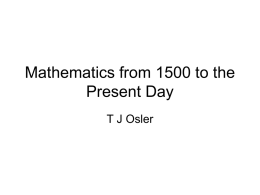 Mathematics from 1500 to the Present Day