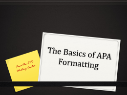 The Basics of APA Formatting